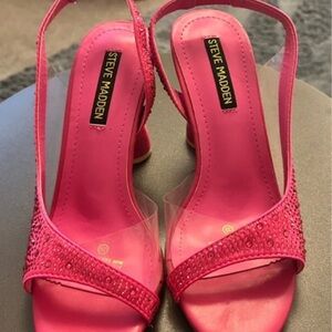 Steve Madden Hot Pink Slingback Heels with Rhinestone Band